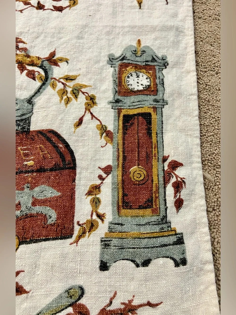 Vintage Linen Kitchen Towel  in Shades of Brown and Gold